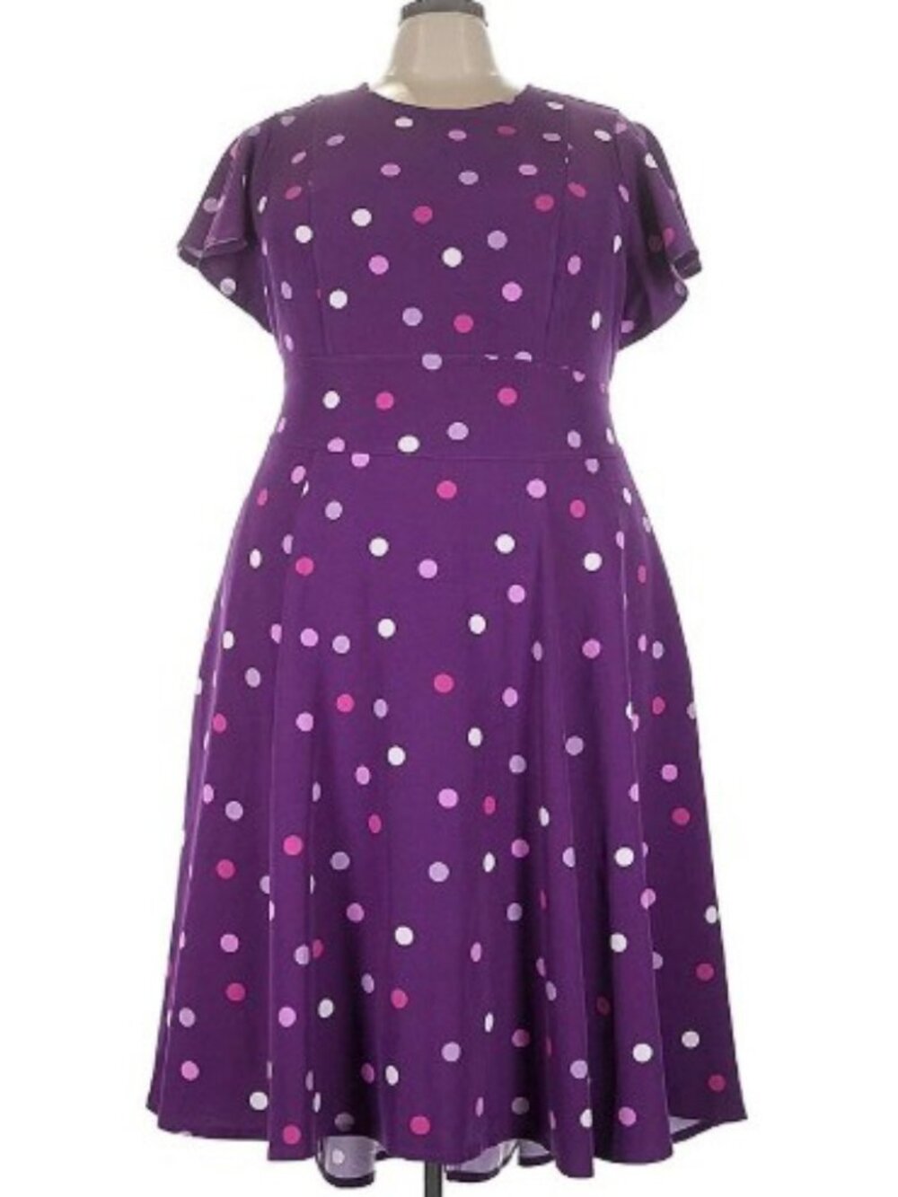 Lane Bryant High Low Polka Dot Dress Purple Size 22